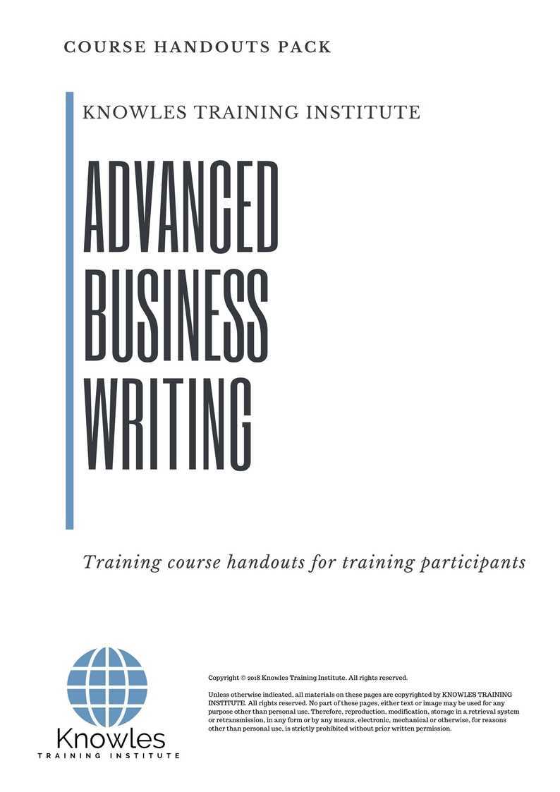 Advanced Business Writing Training Course in Israel Handouts