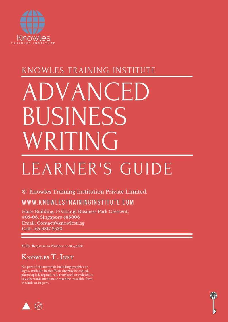 Advanced Business Writing Training Course in Israel Learner’s Guide
