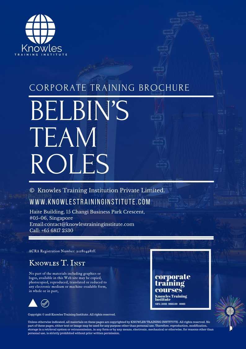 Belbin’S Team Roles Training Course in Israel Brochure