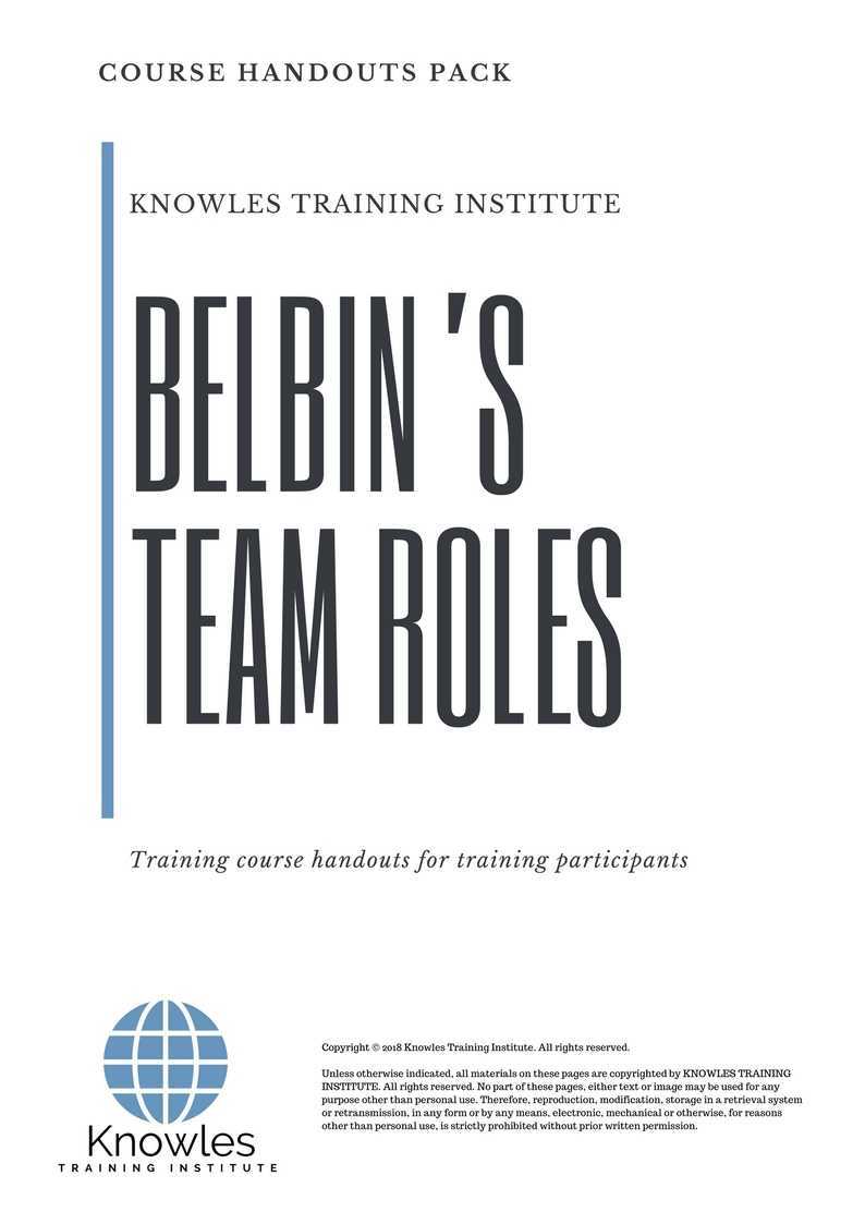 Belbin’S Team Roles Training Course in Israel Handouts