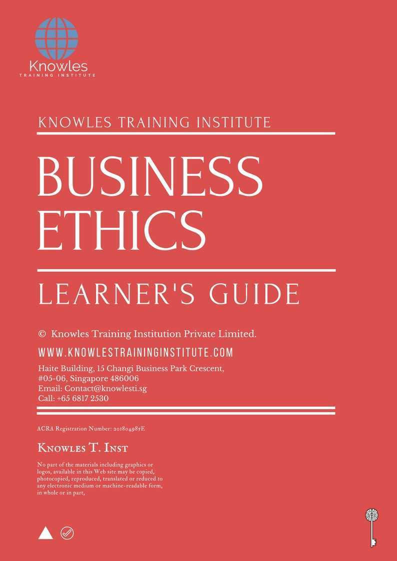Business Ethics Training Course in Israel Learner’s Guide