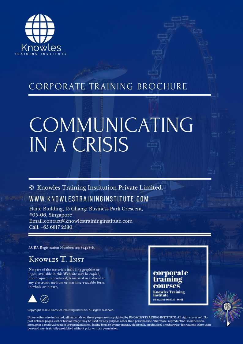 Communicating In A Crisis Training Course in Israel Brochure