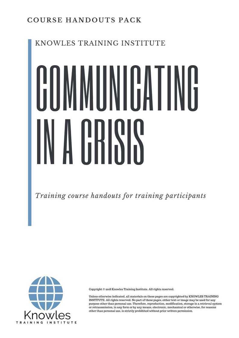 Communicating In A Crisis Training Course in Israel Handouts