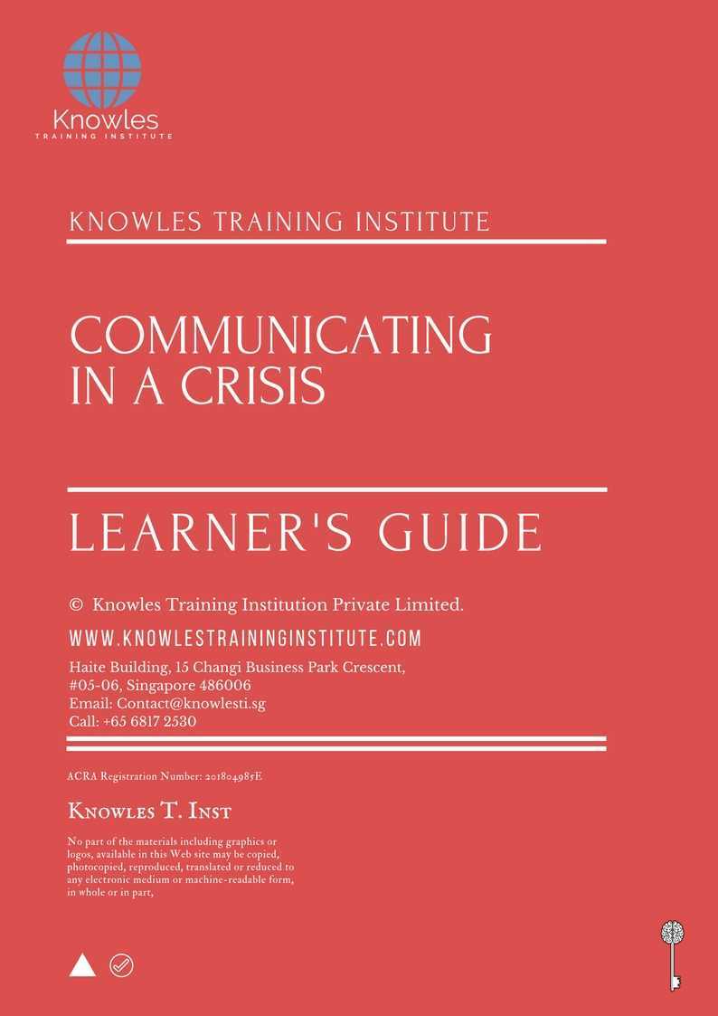 Communicating In A Crisis Training Course in Israel Learner’s Guide