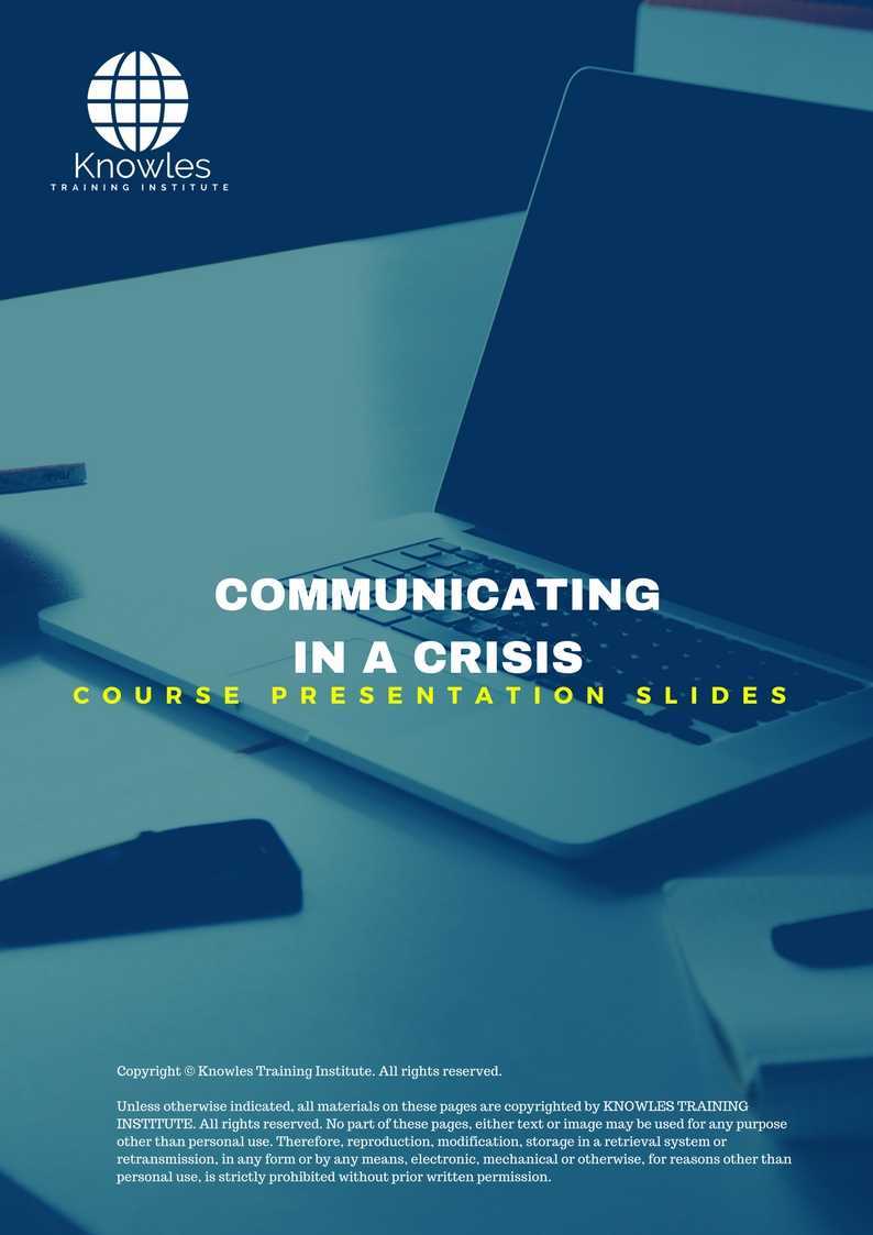 Communicating In A Crisis Training Course in Israel Presentation Slides