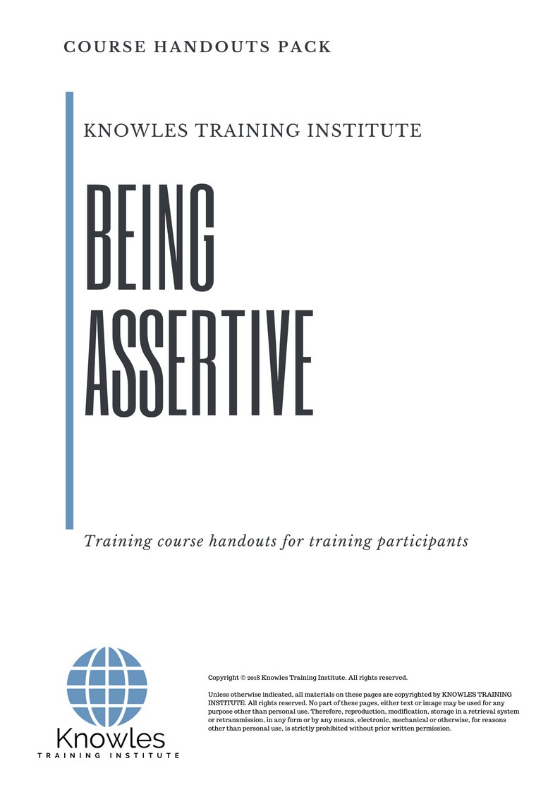 Course Handouts For Being Assertive Training Course in Israel