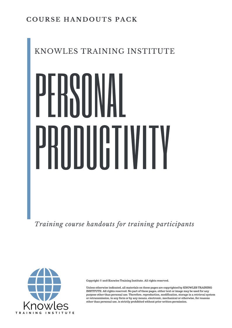 Course Handouts For Personal Productivity Training Course in Israel