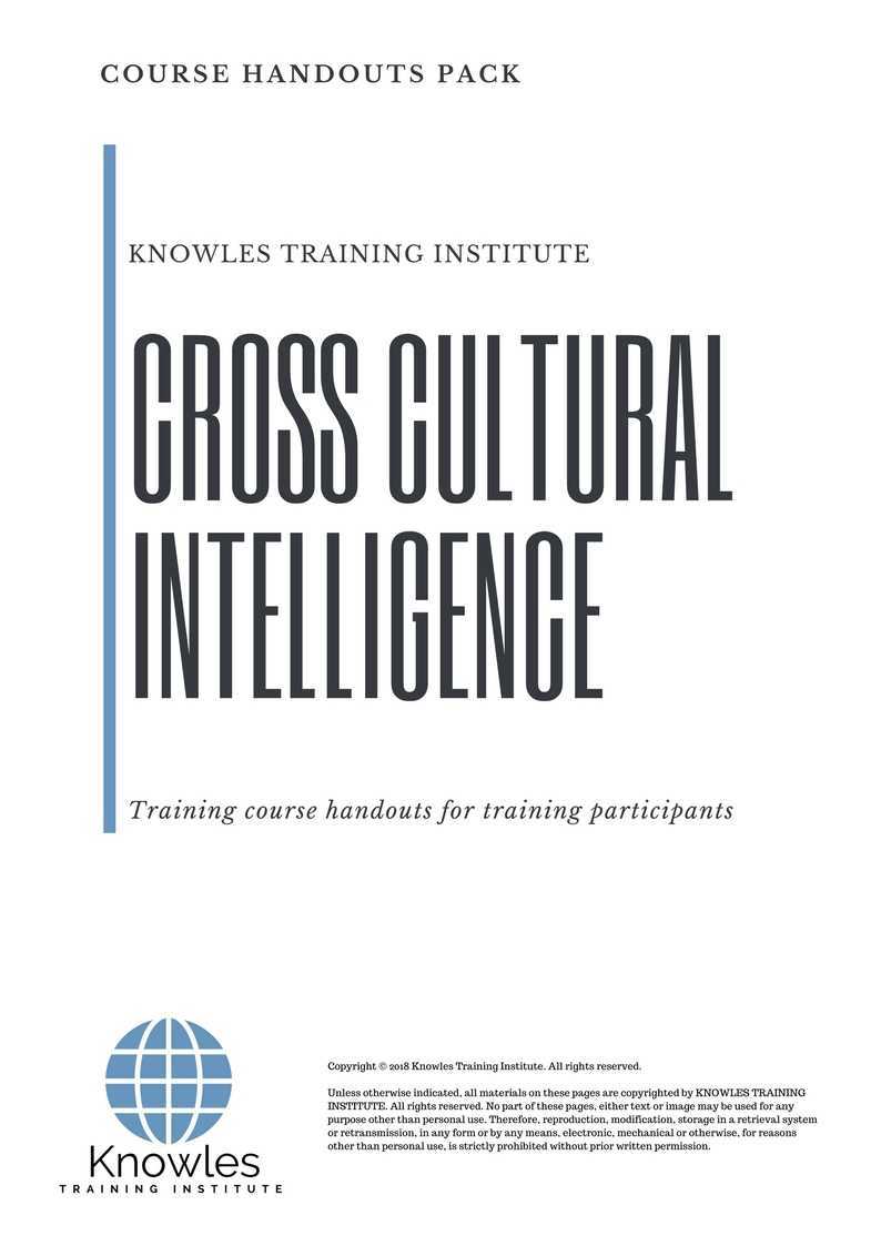 Cross Cultural Intelligence Training Course in Israel Handouts