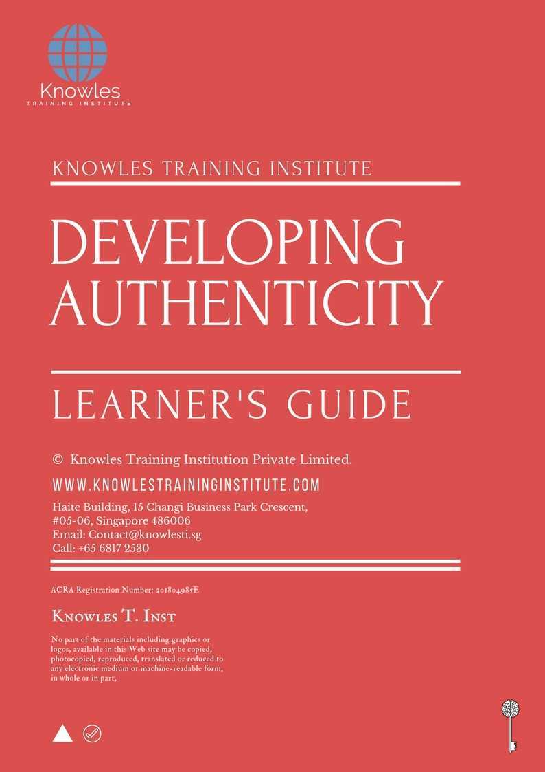 Developing Authnticity Training Course in Israel Learner’s Guide