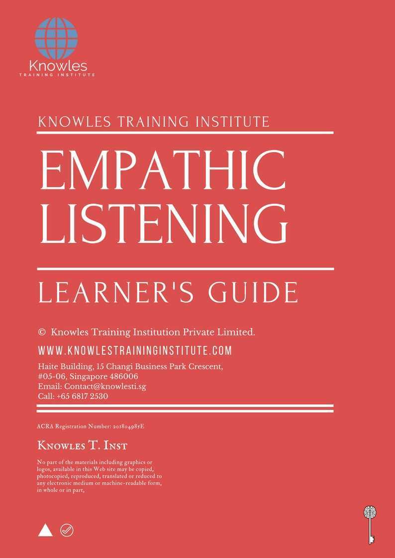 Empathic Listening Training Course in Israel Learner’s Guide