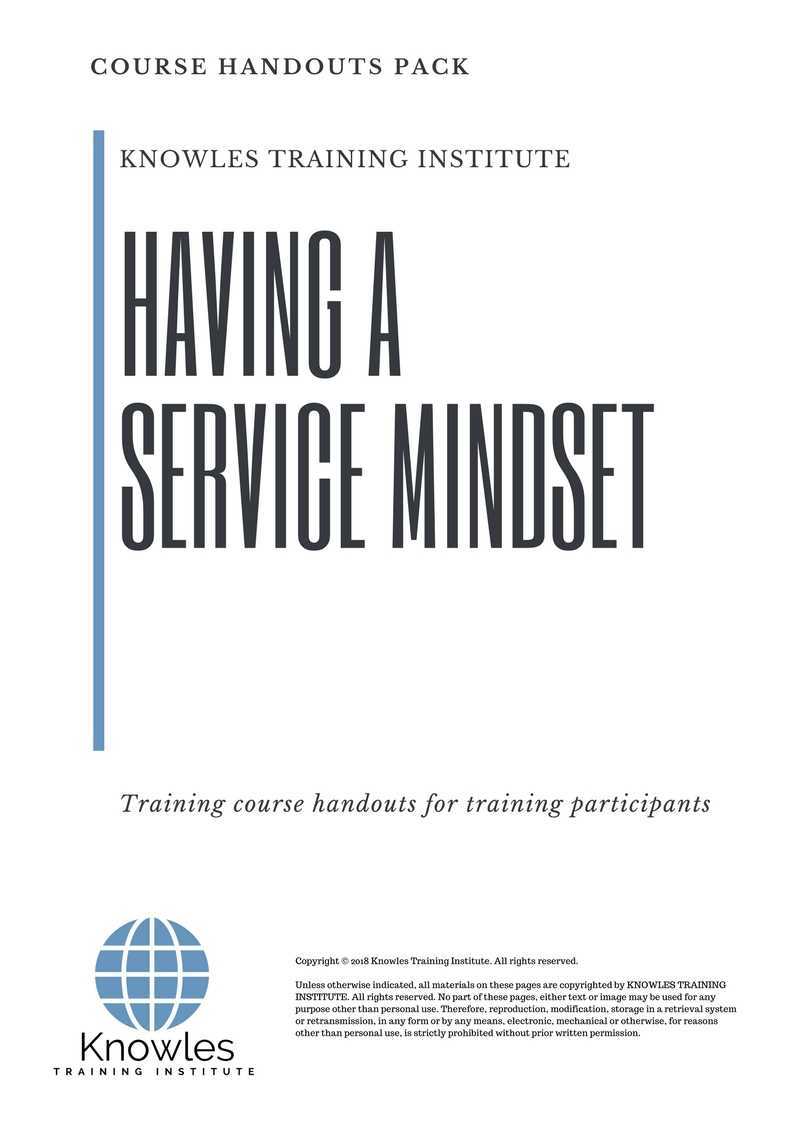 Having A Service Mindset Training Course in Israel Handouts