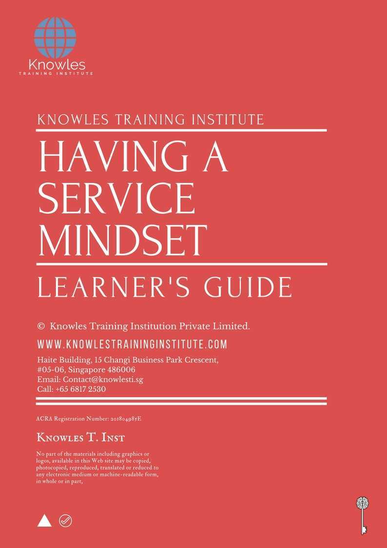 Having A Service Mindset Training Course in Israel Learner’s Guide