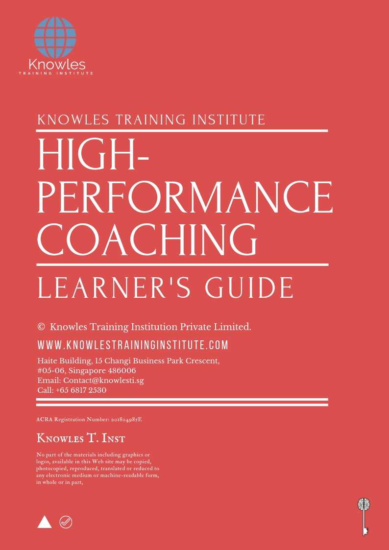 High-Performance Coaching Course in Israel Learner’s Guide
