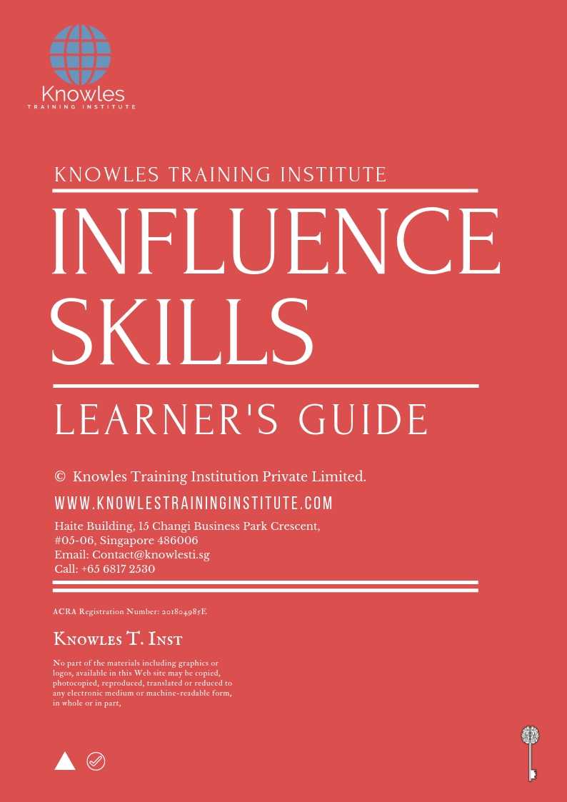 Influence Skills Training Course in Israel Learner’s Guide