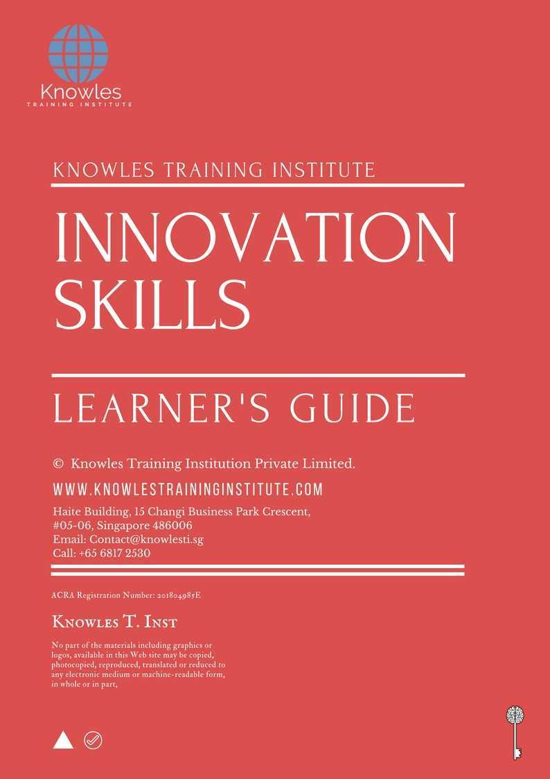 Innovation Skills Training Course in Israel Learner’s Guide