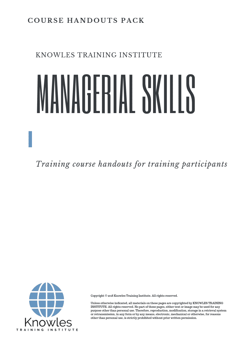 Managerial Skills Training Course in Israel Handouts