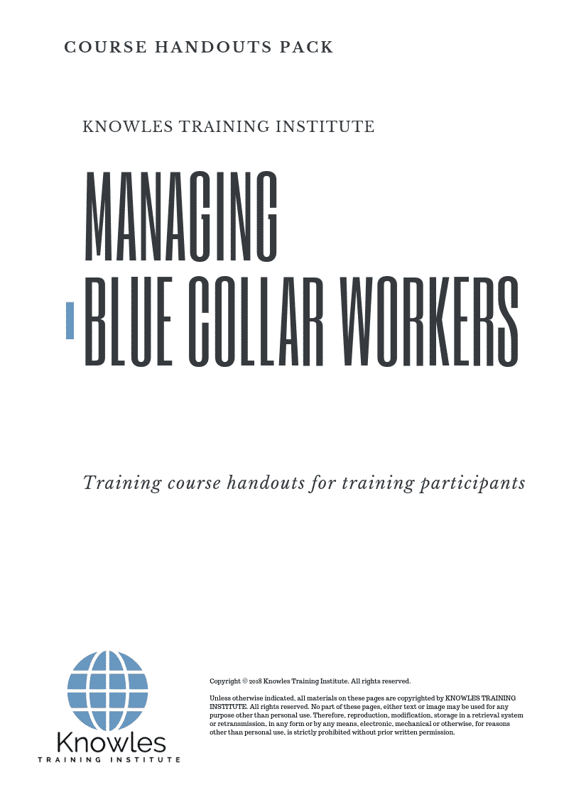 Managing Blue Collar Workers Course in Israel Handouts
