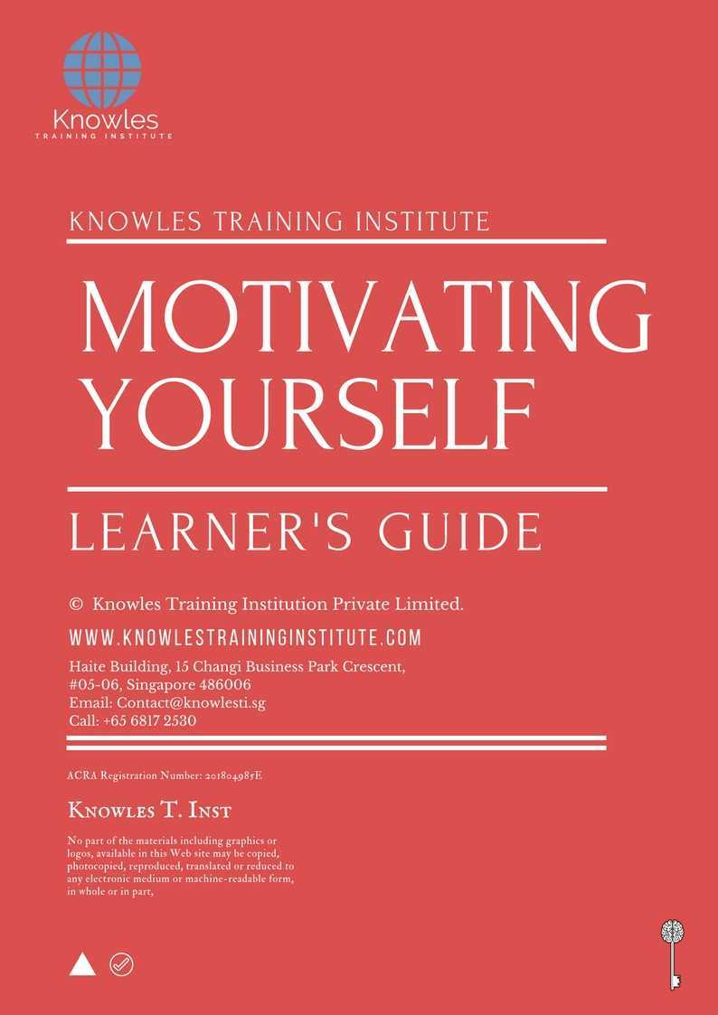 Motivating Yourself Training Course in Israel Learner’s Guide