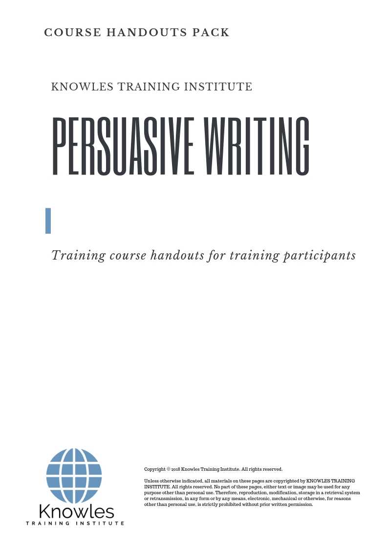 Persuasive Writing Course in Israel Handouts