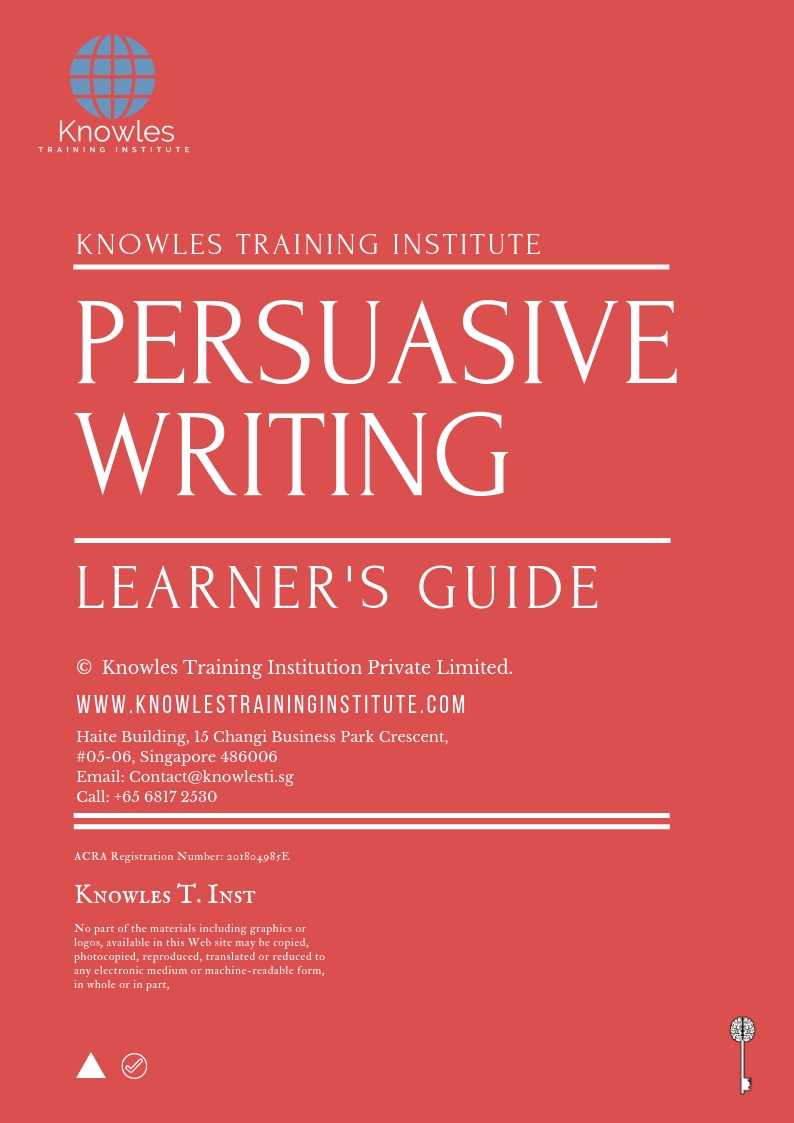 Persuasive Writing Course in Israel Learner’s Guide