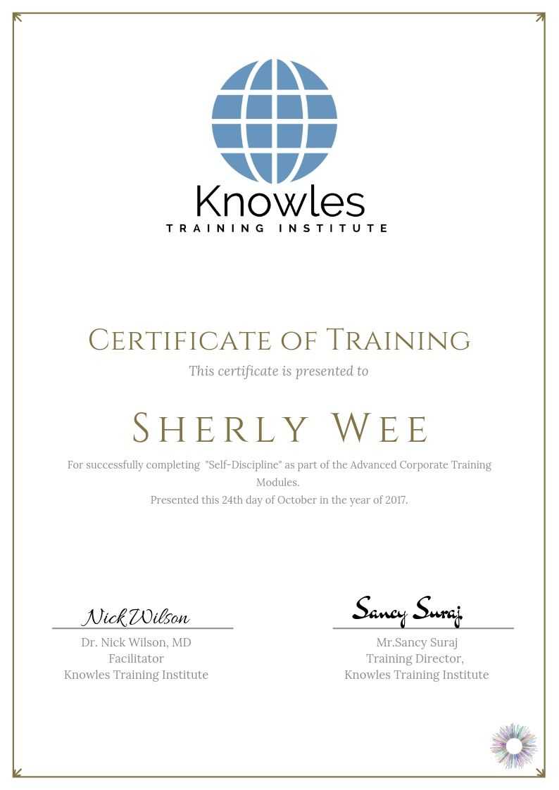 Self-Discipline Training Course in Israel Certificate