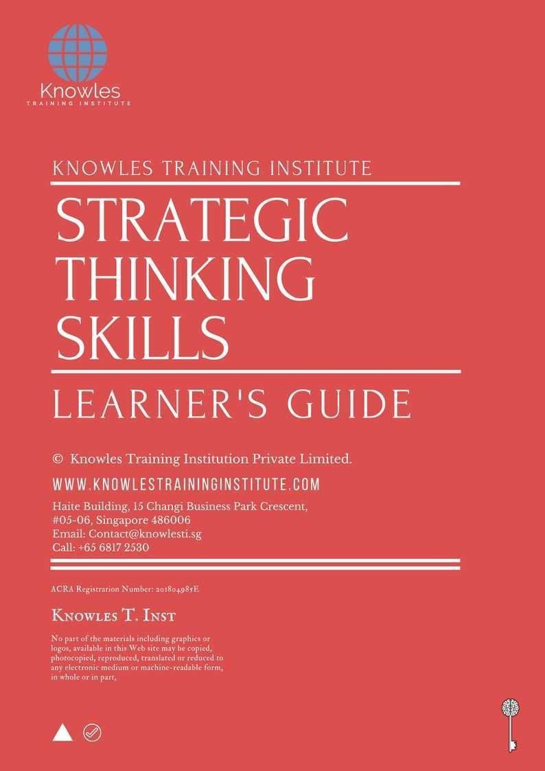 Strategic Thinking Skills Training Course in Israel Learner’s Guide