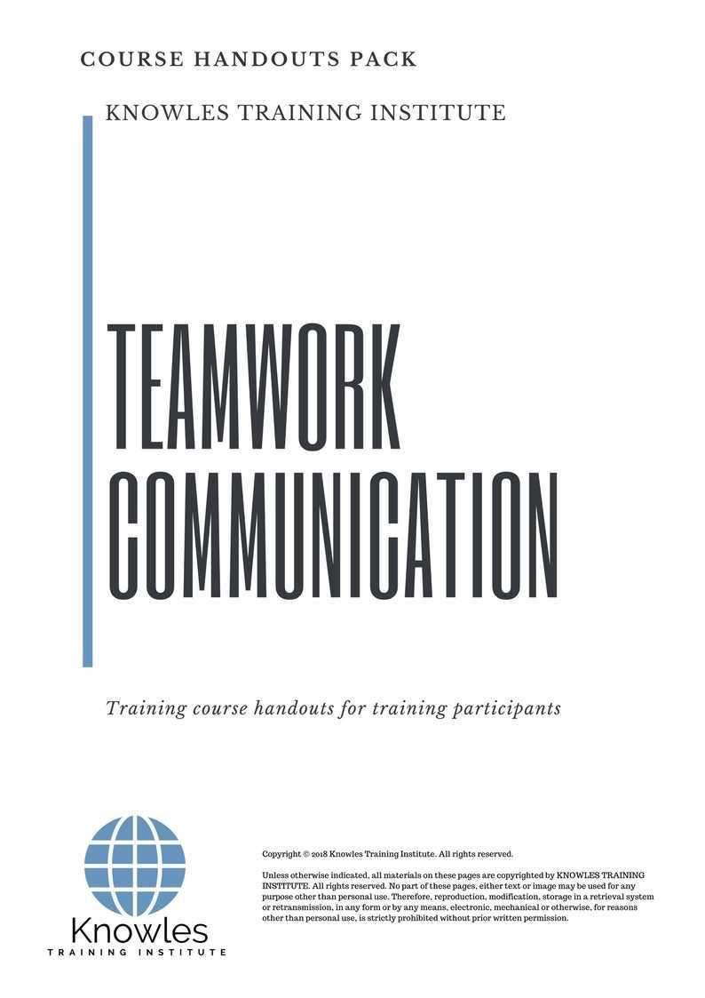 Teamwork Communication Training Course in Israel Handouts