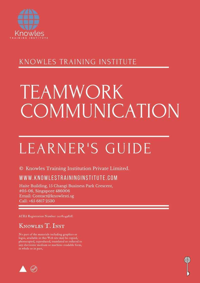 Teamwork Communication Training Course in Israel Learner’s Guide