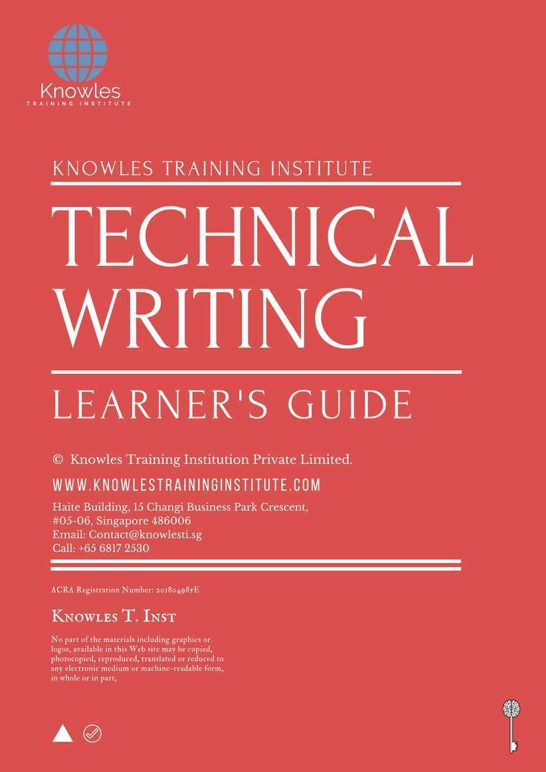 Technical Writing Training Course in Israel Learner’s Guide