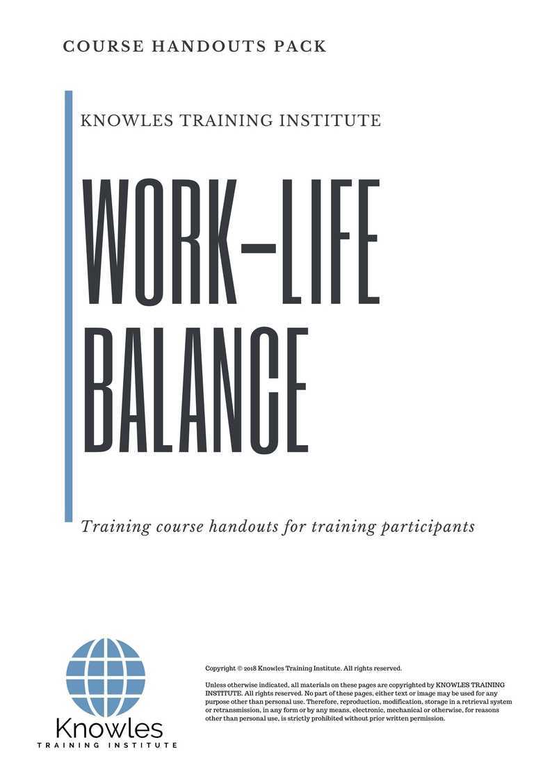 Work-Life Balance Training Course in Israel Handouts