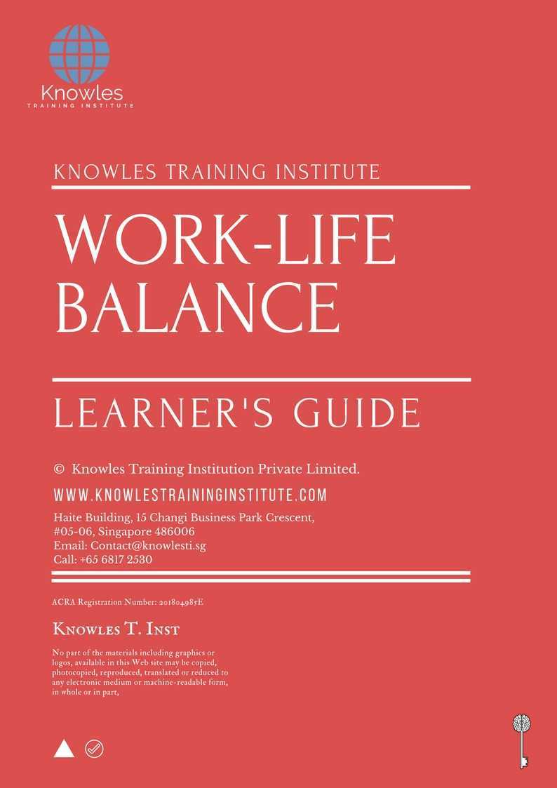 Work-Life Balance Training Course in Israel Learner’s Guide