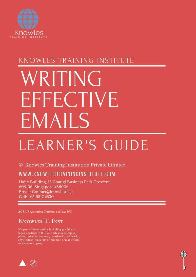 Writing Effective Email writing Course in Israel Learner’s Guide