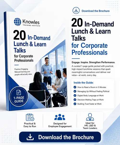 Subdomains Lunch Talk 500 x 600 Corporate Lunchtime (Lunch & Learn) Talks - Knowles Training Institute in Israel